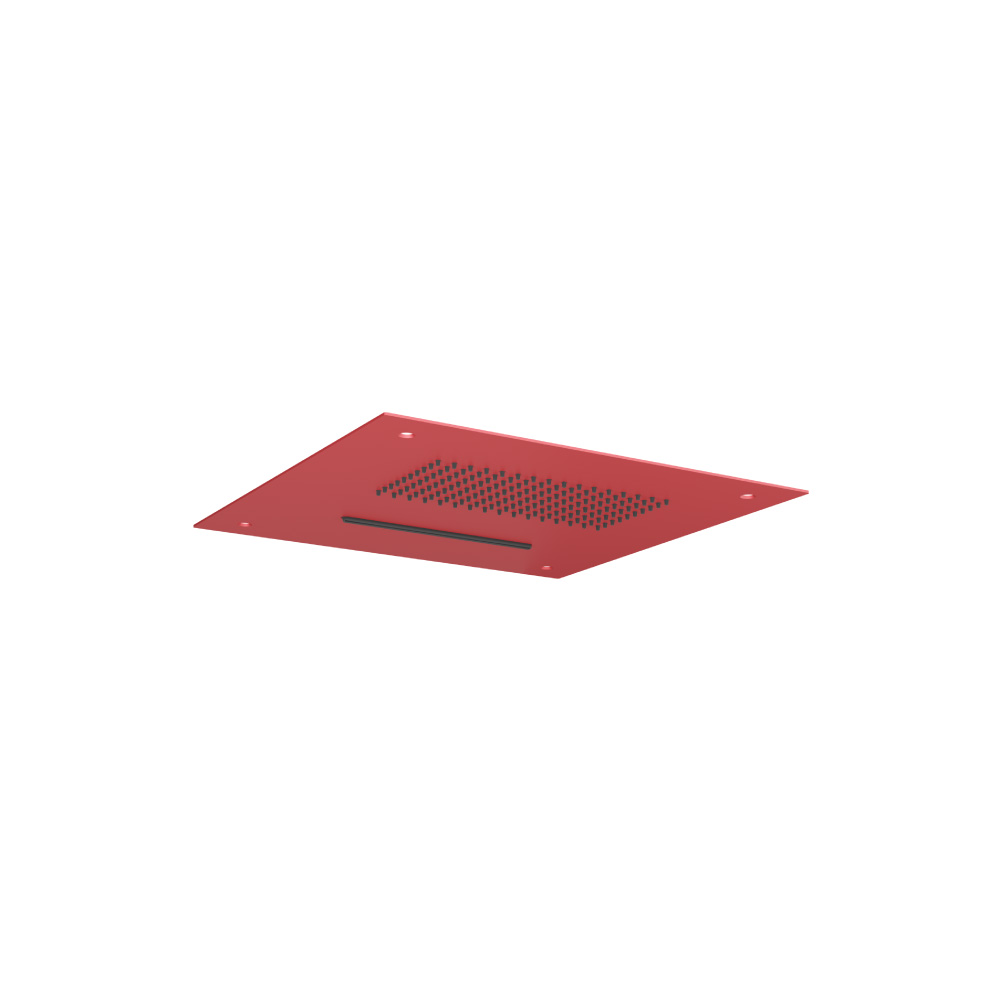 15" Stainless Steel Flush Mount Rainhead With Cascade Waterfall | Deep Red
