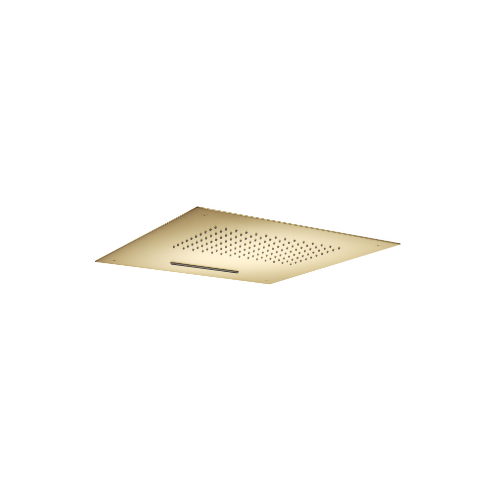 15" Stainless Steel Flush Mount Rainhead With Cascade Waterfall | Satin Brass PVD