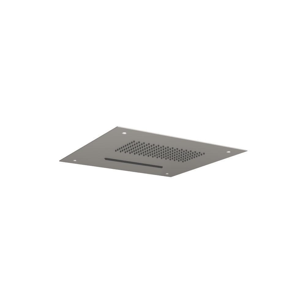 15" Stainless Steel Flush Mount Rainhead With Cascade Waterfall | Steel Grey