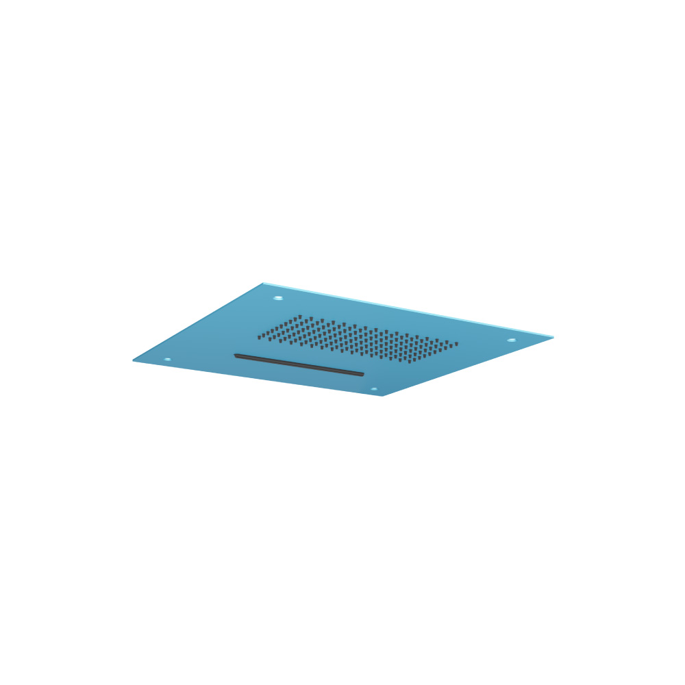 15" Stainless Steel Flush Mount Rainhead With Cascade Waterfall | Sky Blue