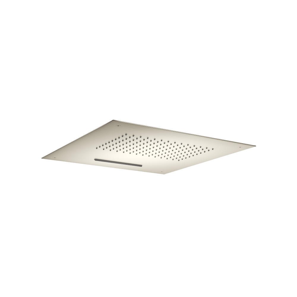 20" Stainless Steel Flush Mount Rainhead With Cascade Watefall | Brushed Nickel PVD