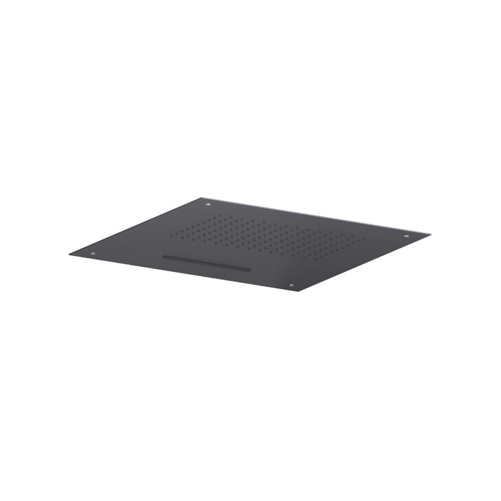 20" Stainless Steel Flush Mount Rainhead With Cascade Waterfall | Dark Grey