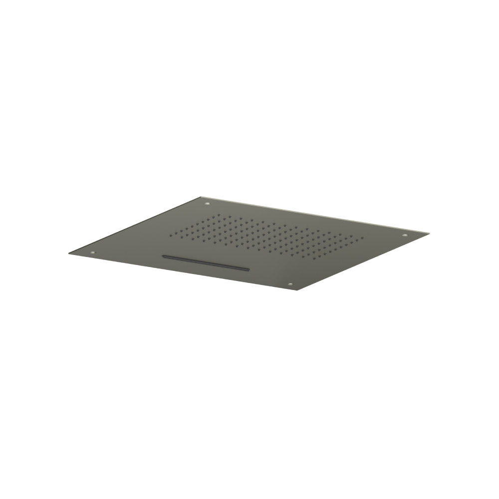 20" Stainless Steel Flush Mount Rainhead With Cascade Waterfall | Gun Metal Grey