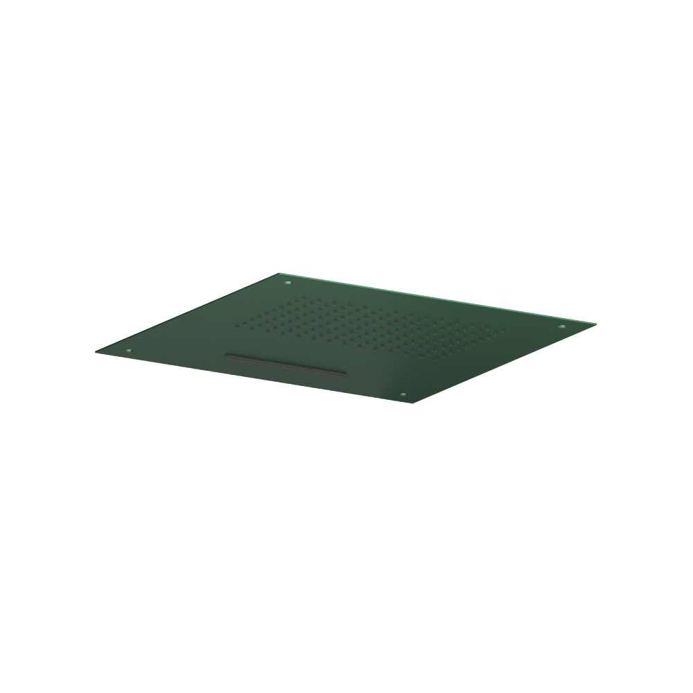 20" Stainless Steel Flush Mount Rainhead With Cascade Waterfall | Leaf Green