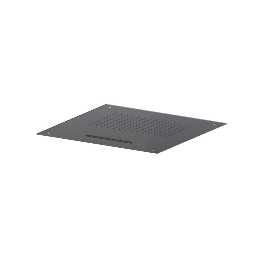 20" Stainless Steel Flush Mount Rainhead With Cascade Waterfall | Rock Grey