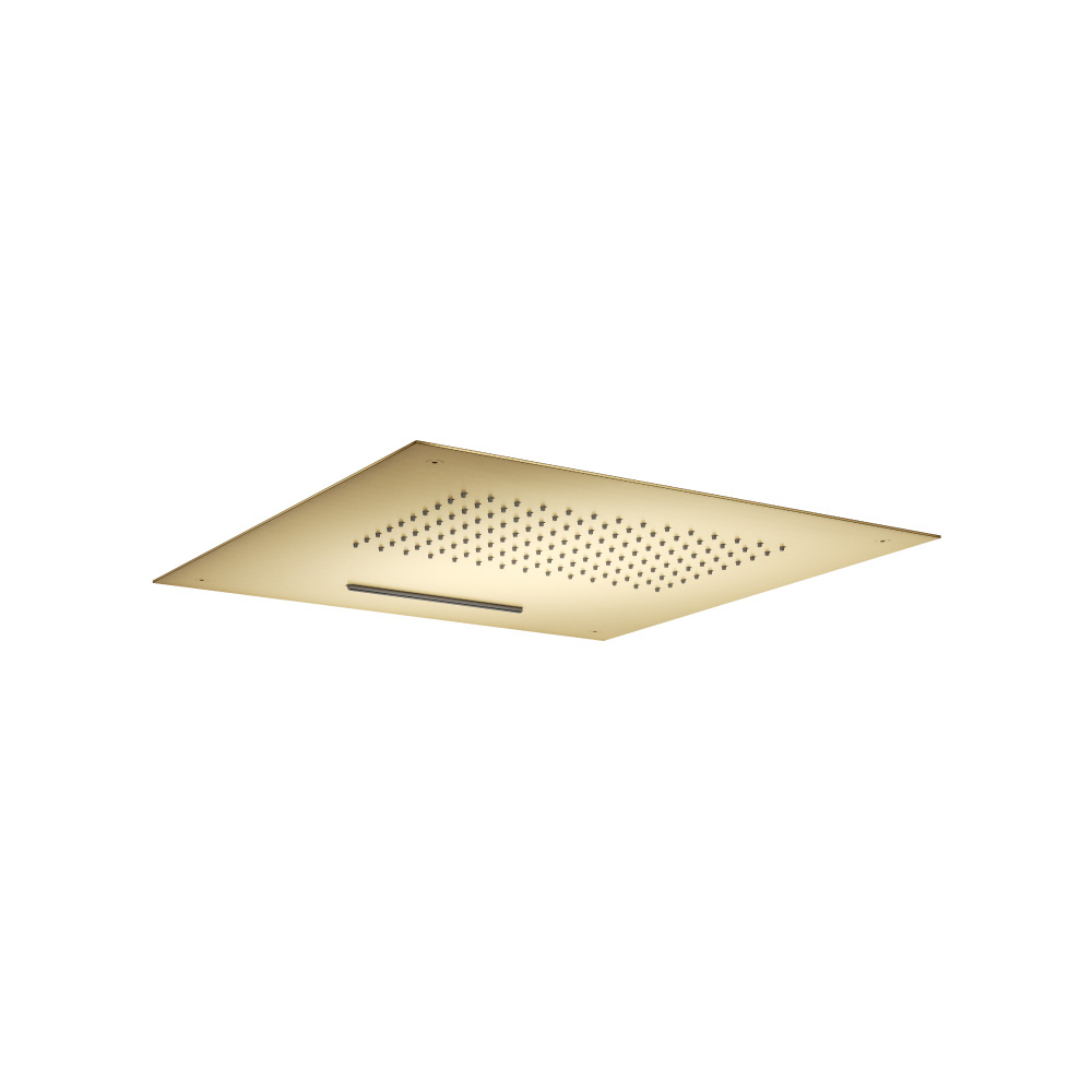 20" Stainless Steel Flush Mount Rainhead With Cascade Waterfall | Satin Brass PVD