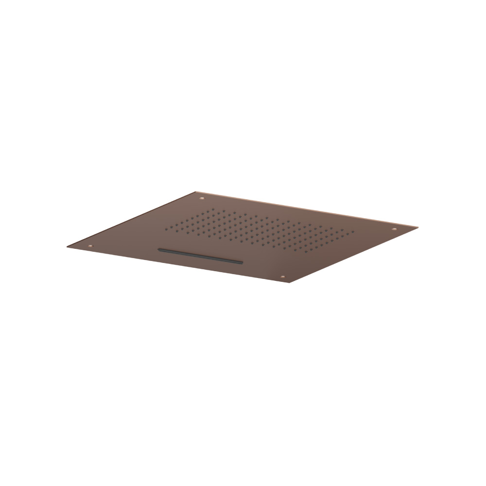 20" Stainless Steel Flush Mount Rainhead With Cascade Waterfall | Vortex Brown