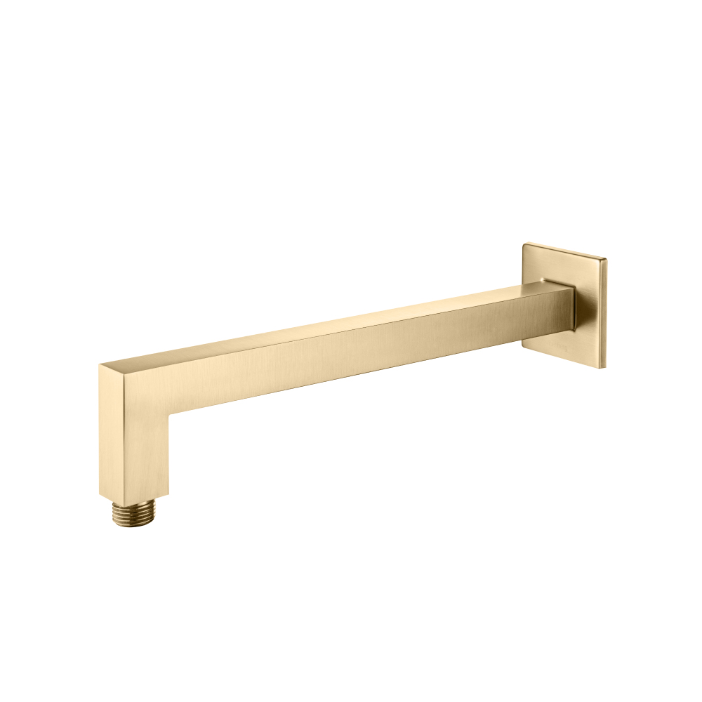 Wall Mount Square Shower Arm - 12" (300mm) - With Flange | Brushed Bronze PVD