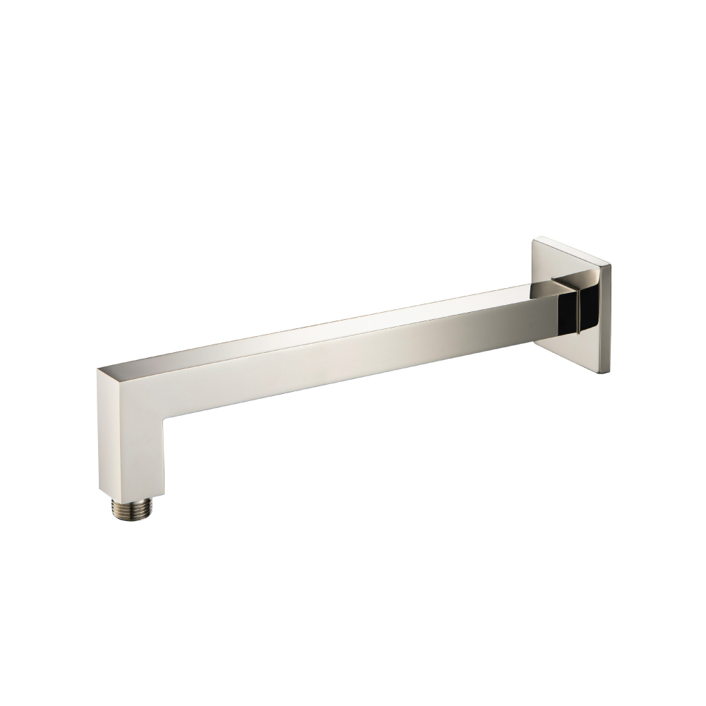 Wall Mount Square Shower Arm - 12" (300mm) - With Flange | Polished Nickel PVD