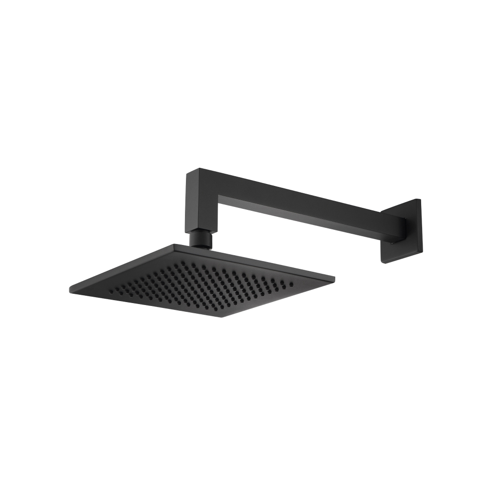 8" Solid Brass Showerhead / Rainhead With 12" Wall Mount Shower Arm | Matte Black