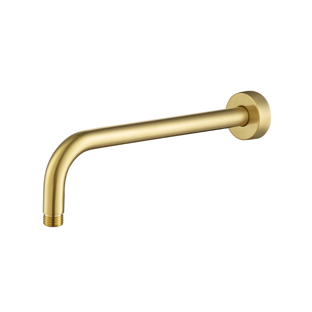 Wall Mount Round Shower Arm - 12" (300mm) - With Flange | Satin Brass PVD
