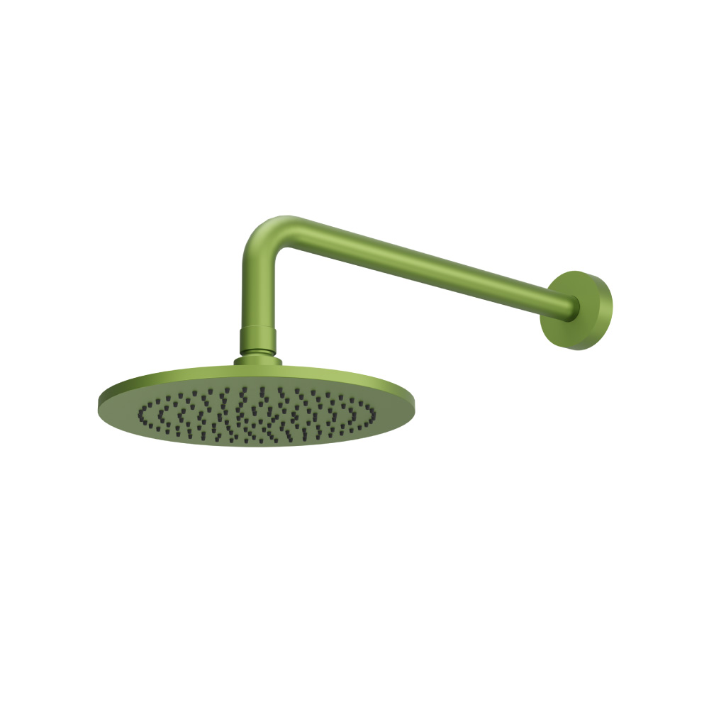 8" Solid Brass Showerhead / Rainhead With 12" Wall Mount Shower Arm | Isenberg Green
