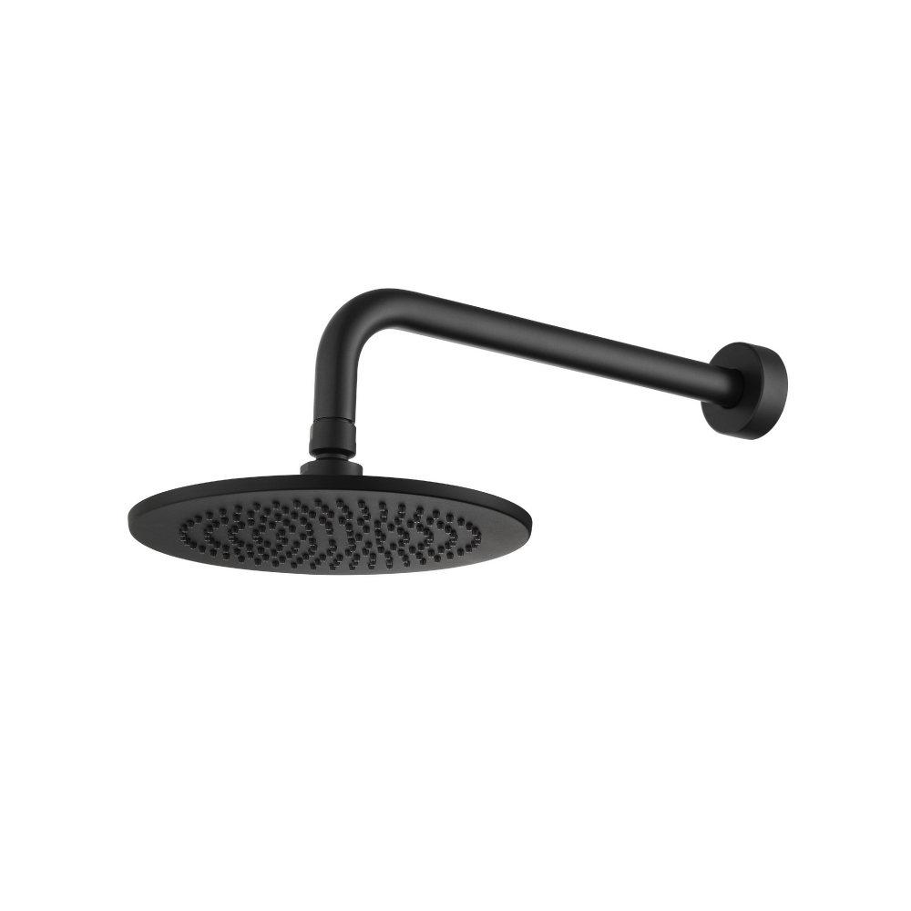 8" Solid Brass Showerhead / Rainhead With 12" Wall Mount Shower Arm | Matte Black