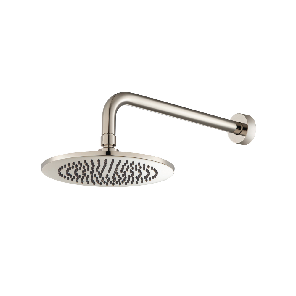 8" Solid Brass Showerhead / Rainhead With 12" Wall Mount Shower Arm | Polished Nickel PVD