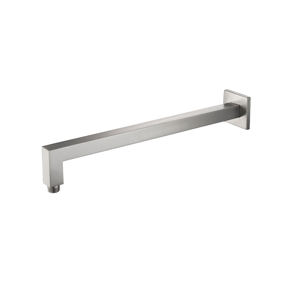 Wall Mount Square Shower Arm - 16" (400mm) - With Flange | Brushed Nickel PVD