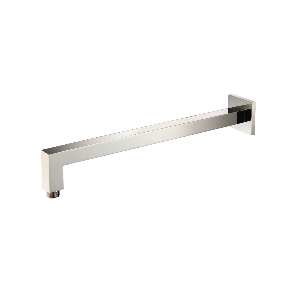 Wall Mount Square Shower Arm - 16" (400mm) - With Flange | Polished Nickel PVD