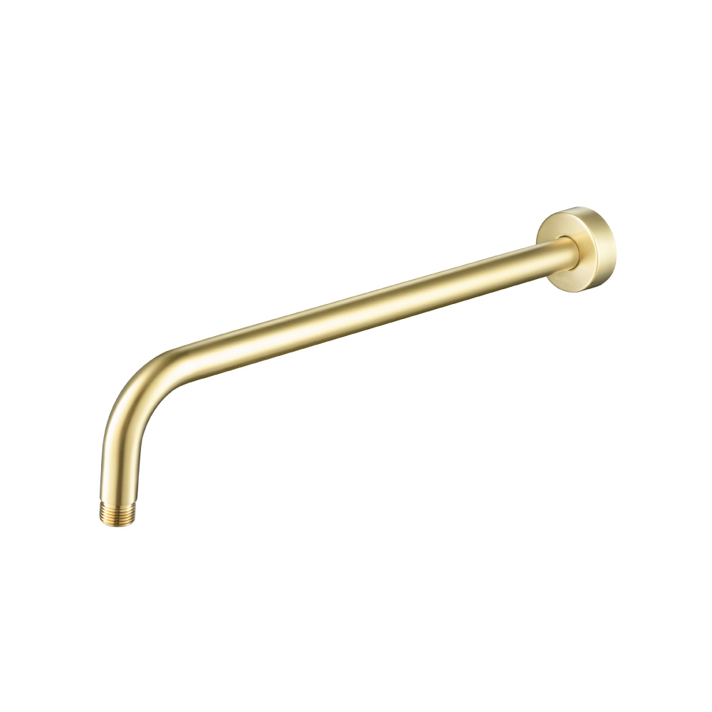 Wall Mount Round Shower Arm - 16" (400mm) - With Flange | Satin Brass PVD