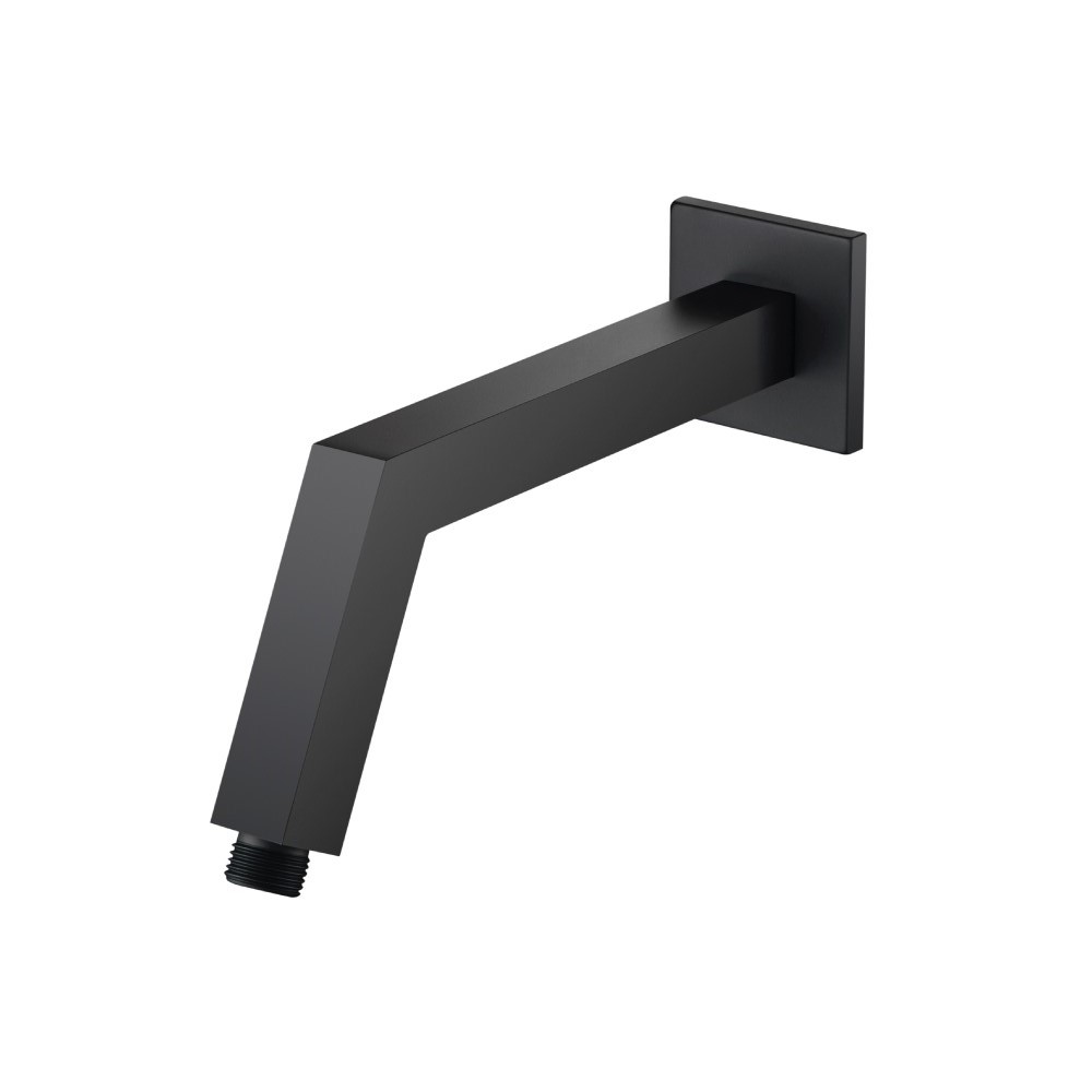 Square Shower Arm With Flange - 10" - With Flange | Matte Black