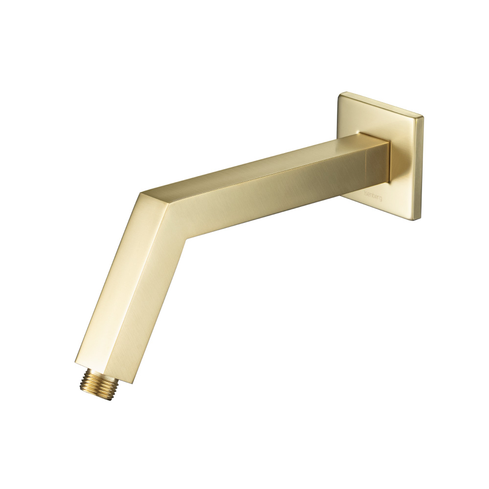Square Shower Arm With Flange - 10" - With Flange | Satin Brass PVD