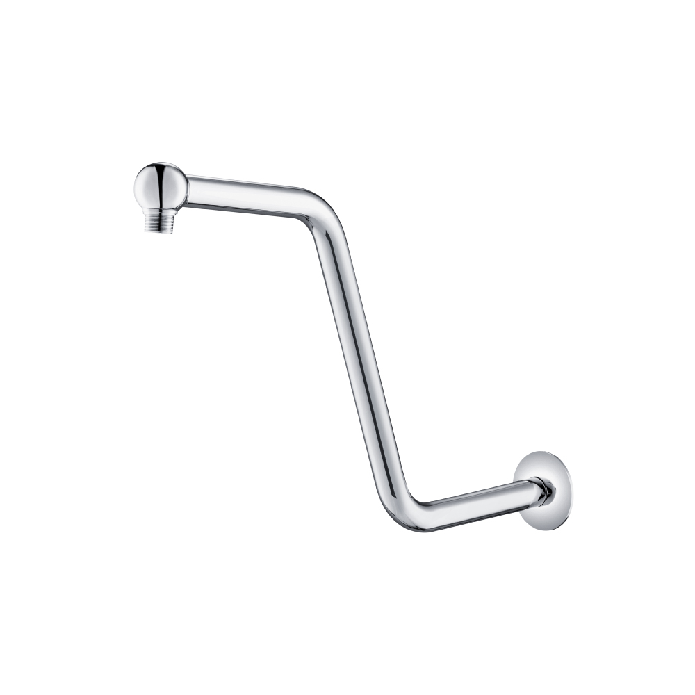 Round Shower Arm With Flange - 14" - S-Shaped | Chrome