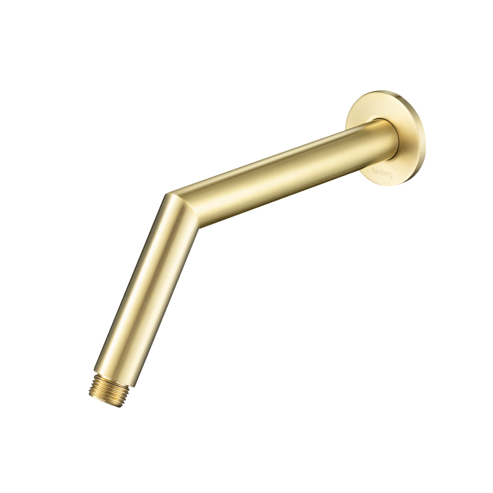 Round Shower Arm With Flange - 10" - With Flange | Satin Brass PVD