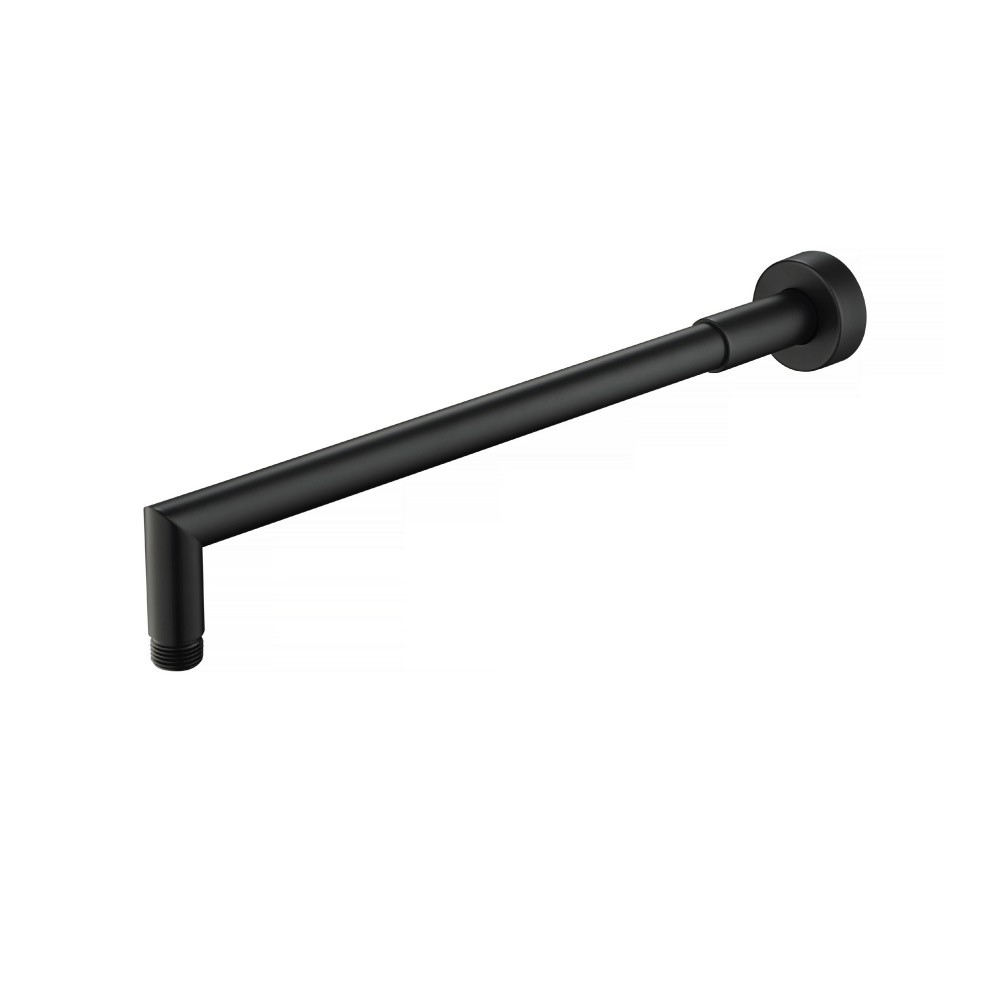 Wall Mount Round Shower Arm - 16" (400mm) - With Flange | Matte Black