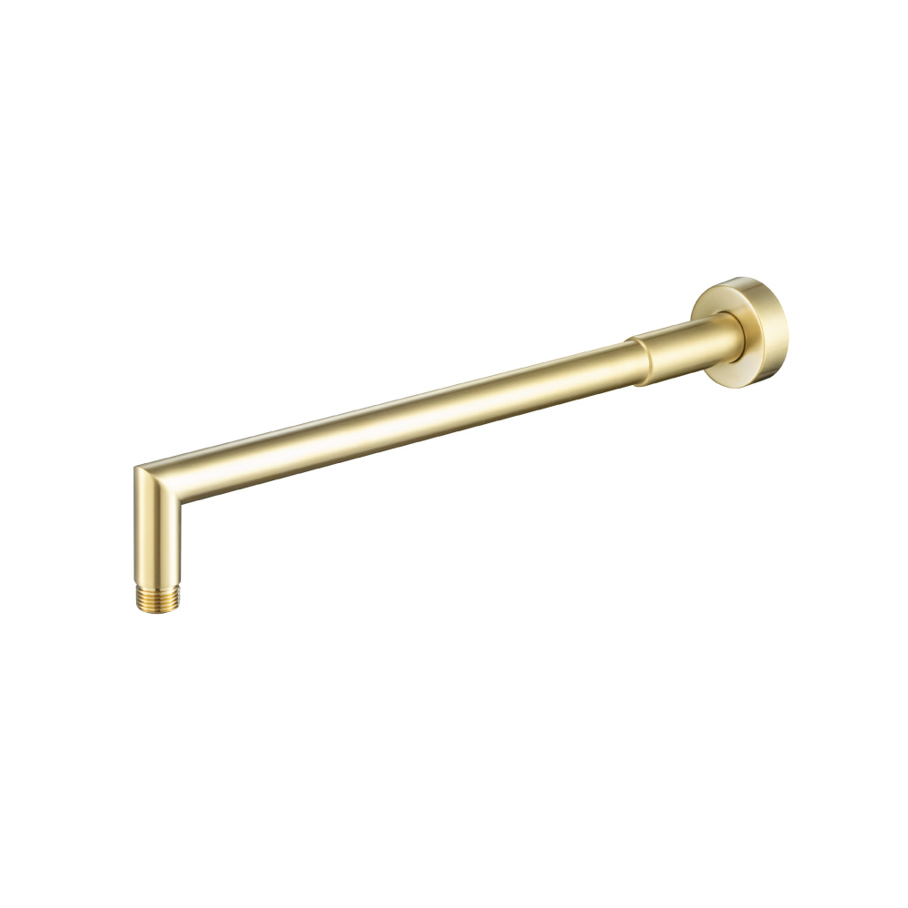 Wall Mount Round Shower Arm - 16" (400mm) - With Flange | Satin Brass PVD