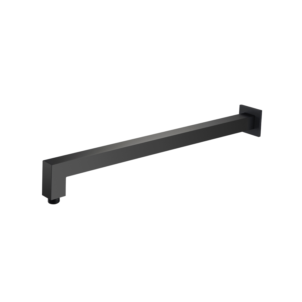 Wall Mount Square Shower Arm - 20" - With Flange | Matte Black