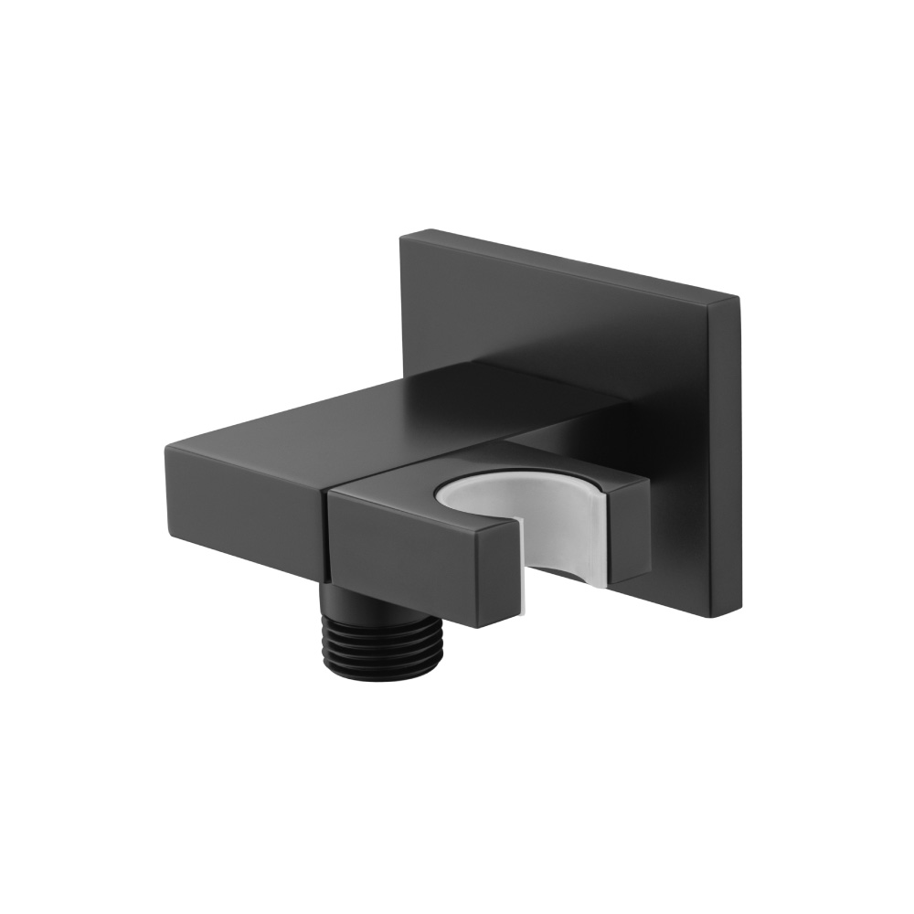 Wall Elbow With Holder Combo - Adjustable Angle | Matte Black