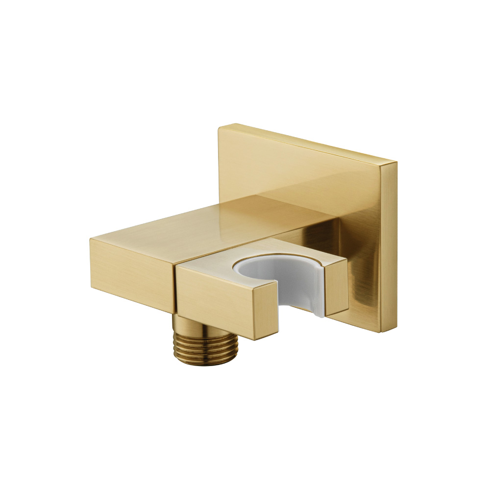 Wall Elbow With Holder Combo - Adjustable Angle | Satin Brass PVD