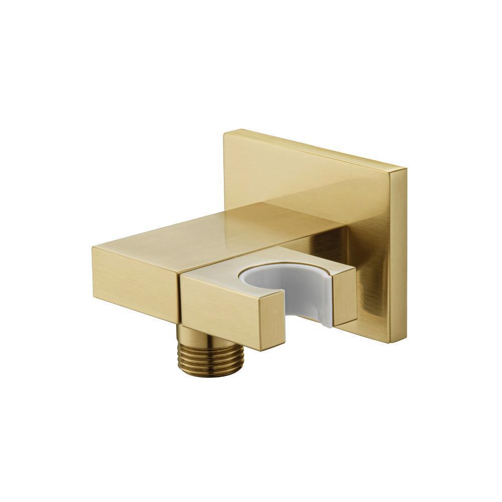 Wall Elbow With Holder Combo - Adjustable Angle | Satin Brass PVD