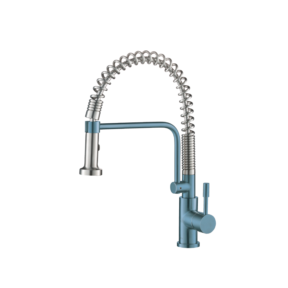 Caso - Semi-Professional Dual Spray Stainless Steel Kitchen Faucet With Pull Out | Blue Platinum