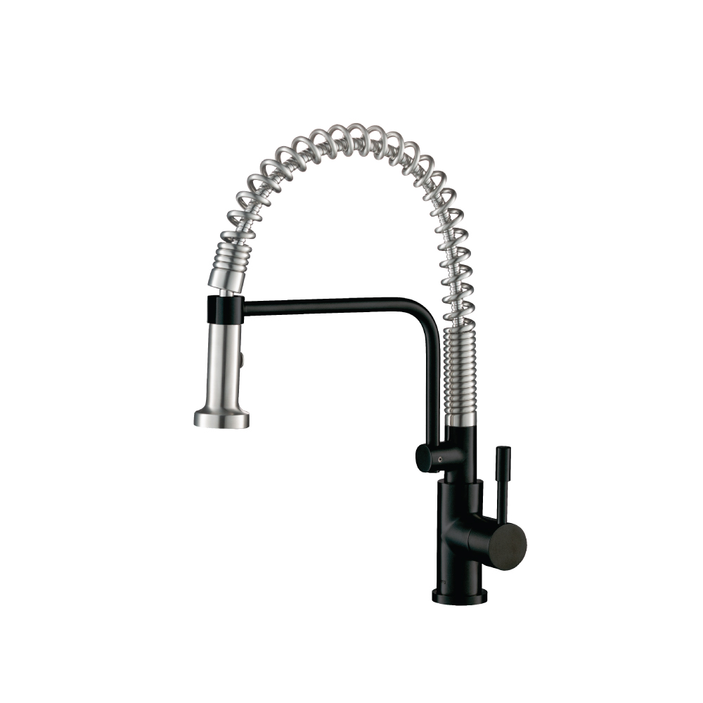 Caso - Semi-Professional Dual Spray Stainless Steel Kitchen Faucet With Pull Out | Gloss Black