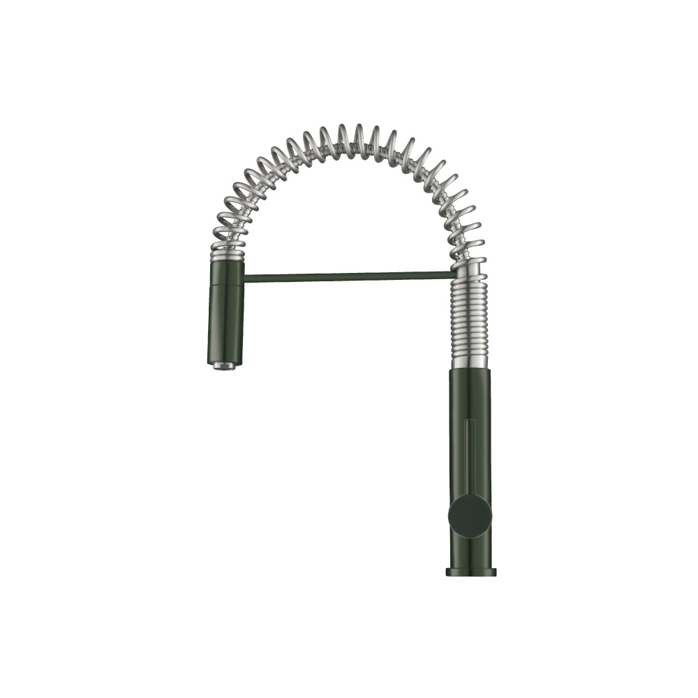 Dixie - Semi-Professional Dual Spray Stainless Steel Kitchen Faucet With Pull Out | Dark Green