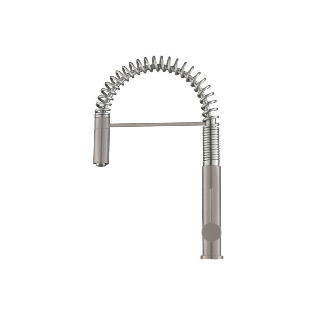 Dixie - Semi-Professional Dual Spray Stainless Steel Kitchen Faucet With Pull Out | Steel Grey