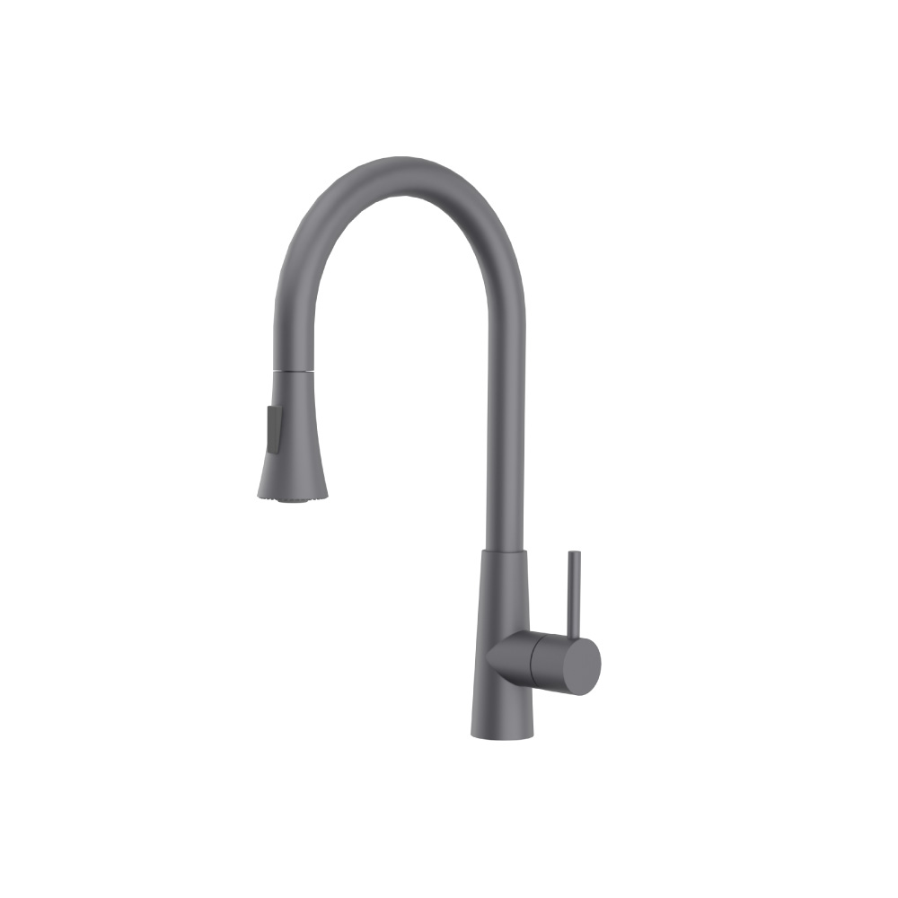 Zest - Dual Spray Stainless Steel Kitchen Faucet With Pull Out | Dark Grey