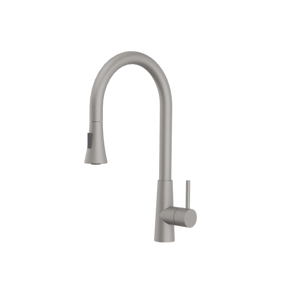 Zest - Dual Spray Stainless Steel Kitchen Faucet With Pull Out | Steel Grey