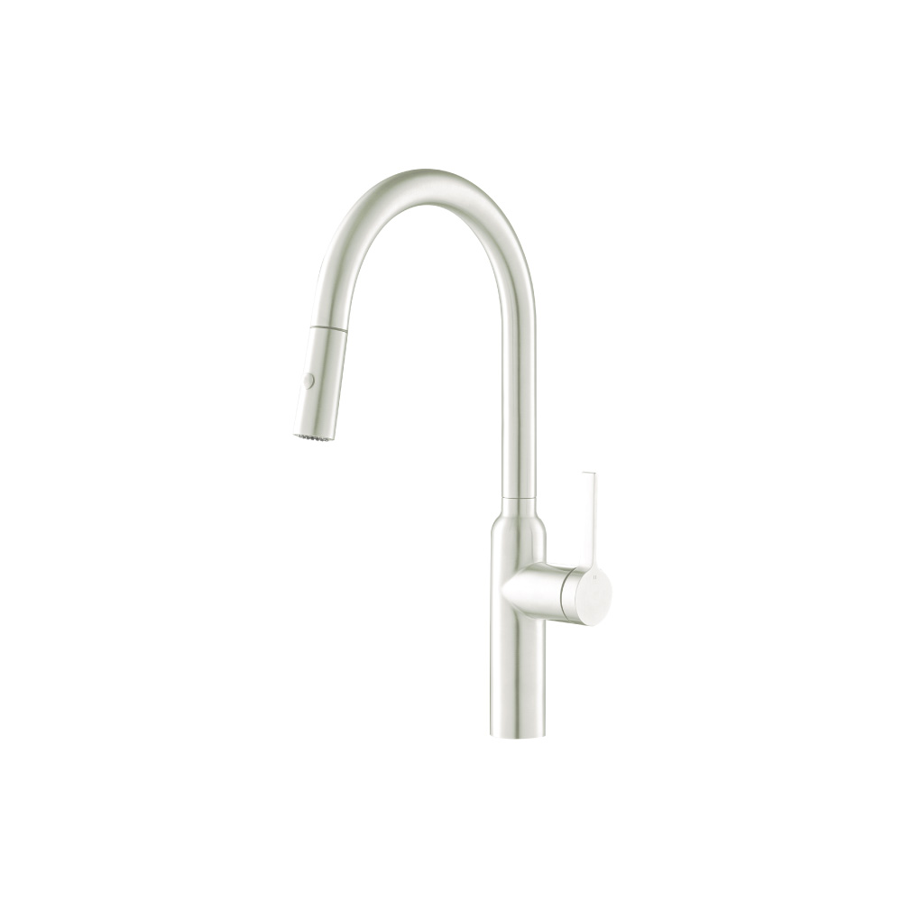 Ziel - Dual Spray Stainless Steel Kitchen Faucet With Pull Out | Gloss White