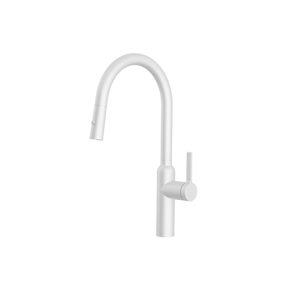 Ziel - Dual Spray Stainless Steel Kitchen Faucet With Pull Out | Gloss White