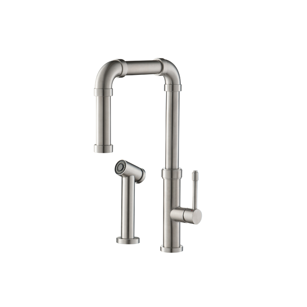 Tanz - Stainless Steel Kitchen Faucet With Side Sprayer | Polished Steel