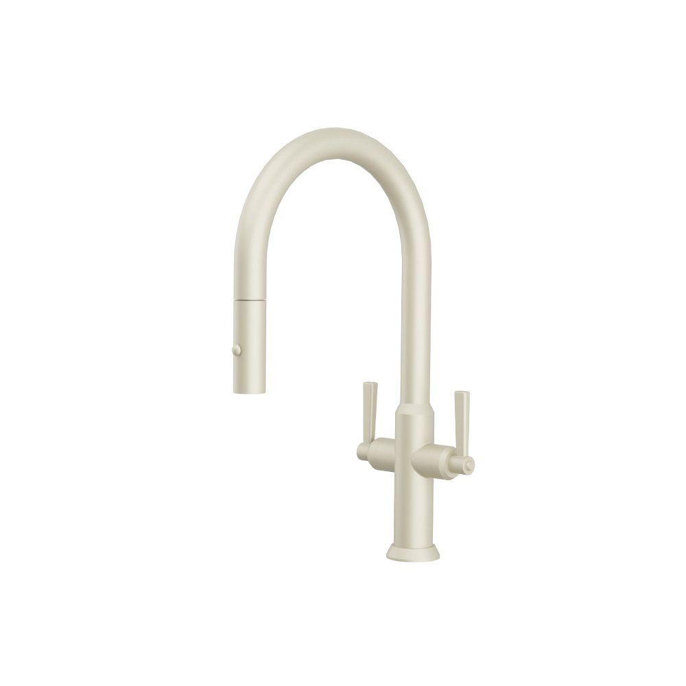 Velox - Dual Spray Stainless Steel Two Handle Kitchen Faucet With Pull Out | Light Tan