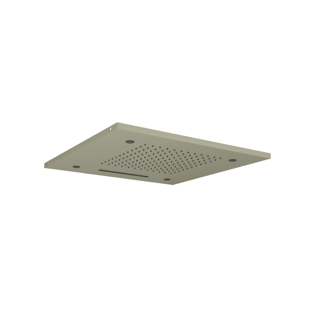 20" Stainless Steel Flush Mount Rainhead With Cascade Waterfall & Mist Flow | Army Green