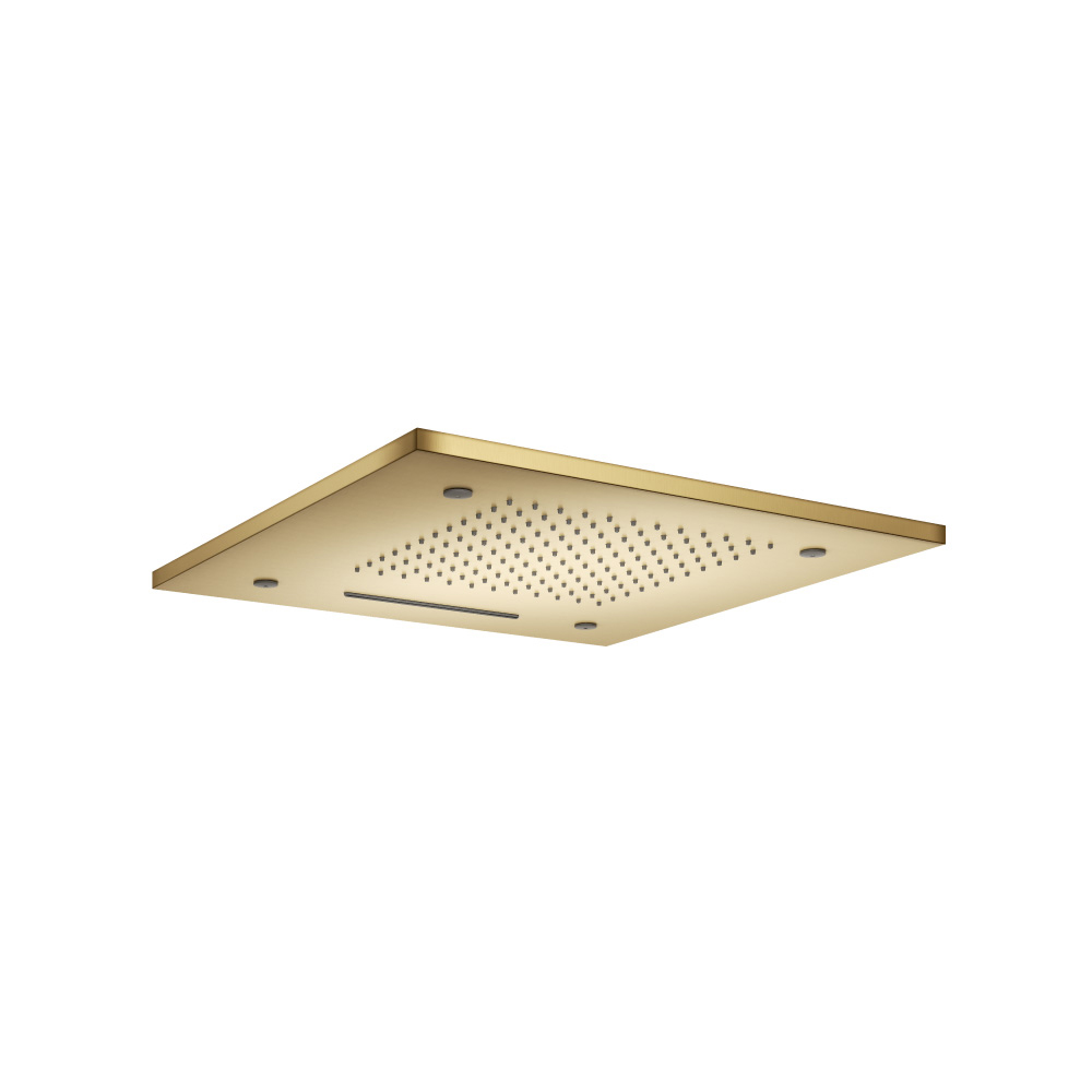 20" Stainless Steel Flush Mount Rainhead With Cascade Waterfall & Mist Flow | Satin Brass PVD