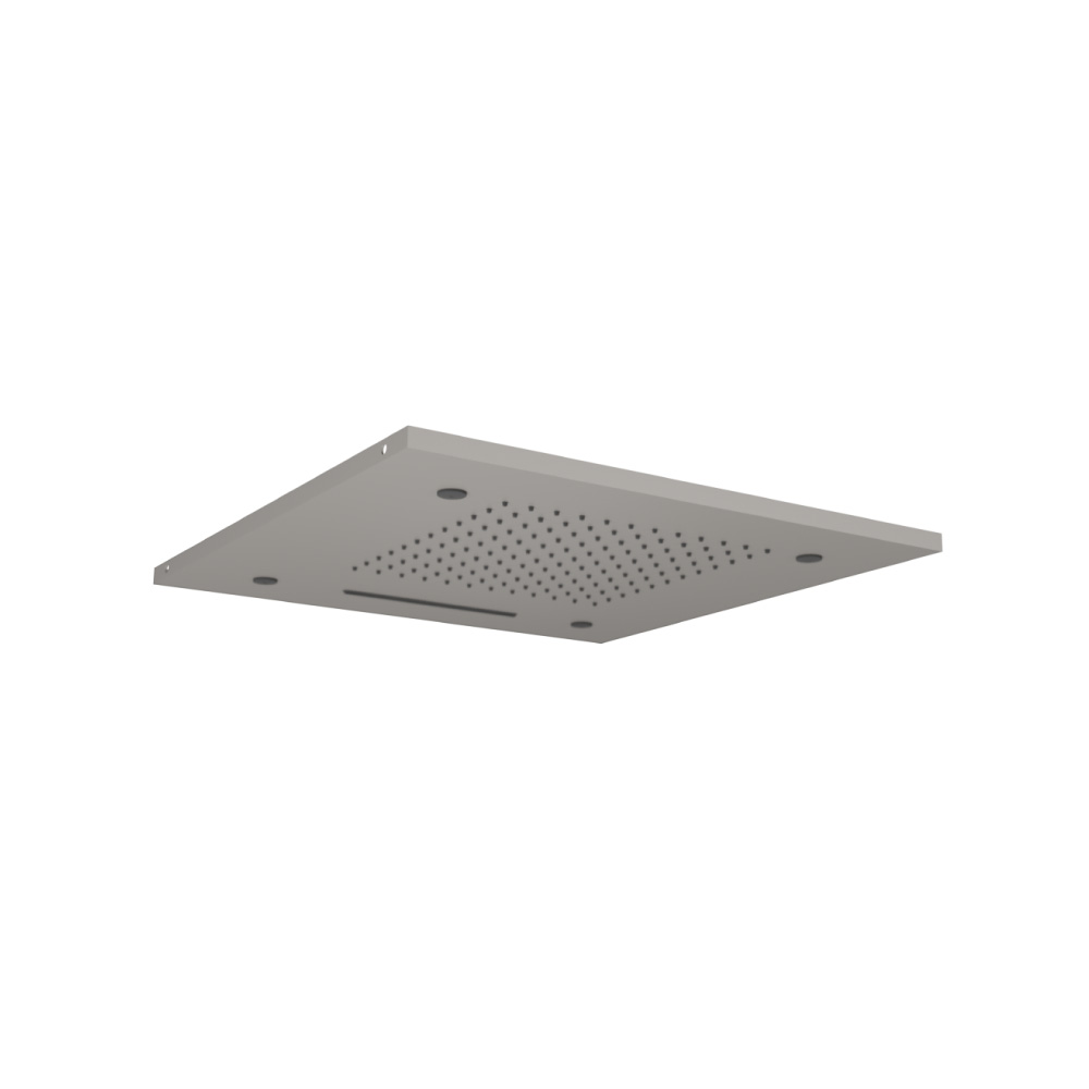 20" Stainless Steel Flush Mount Rainhead With Cascade Waterfall & Mist Flow | Steel Grey