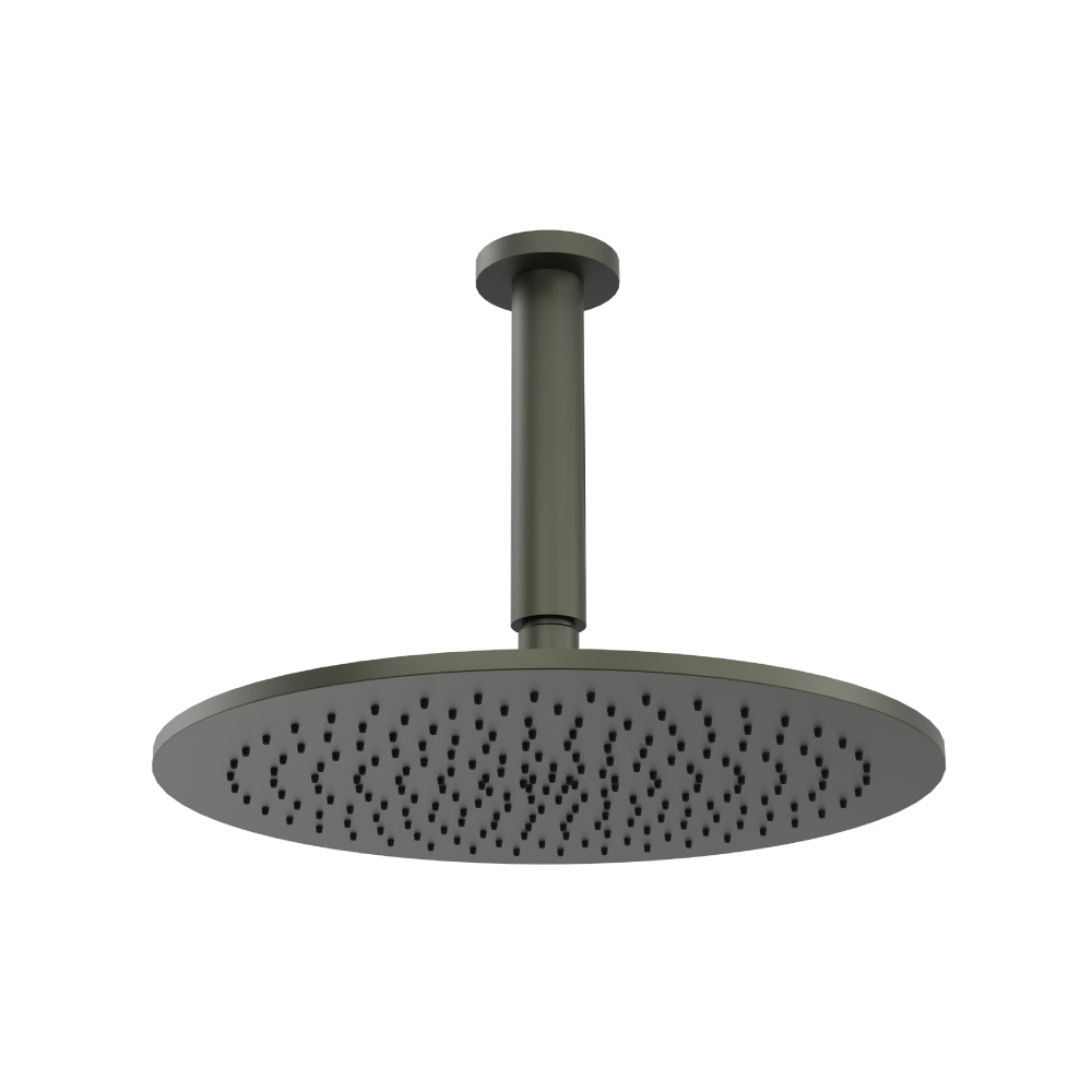 12" Rain Head with 6" Ceiling Mount Arm | Dark Green