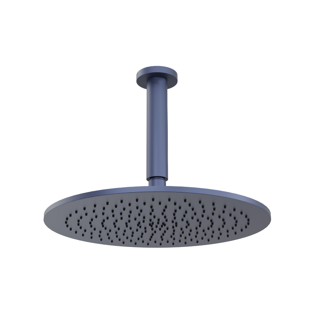 12" Rain Head with 6" Ceiling Mount Arm | Navy Blue