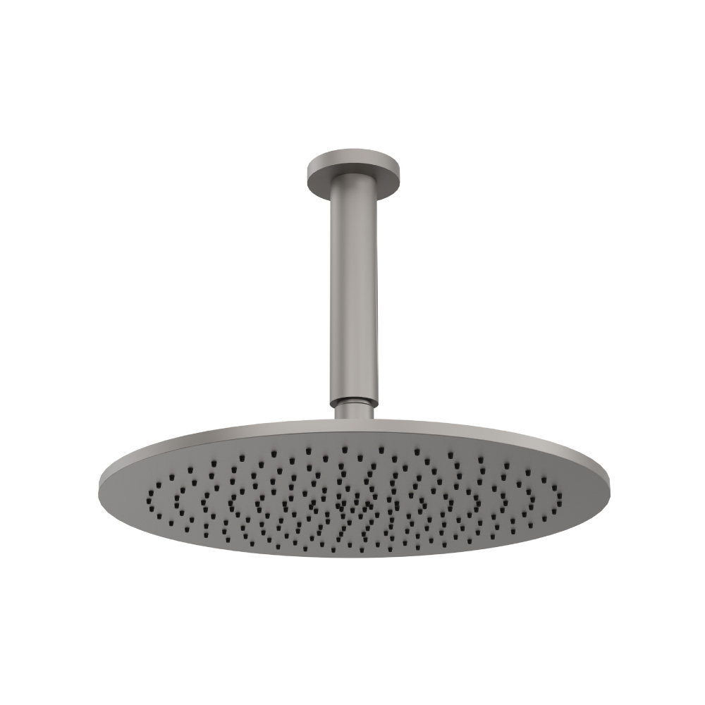 12" Rain Head with 6" Ceiling Mount Arm | Steel Grey