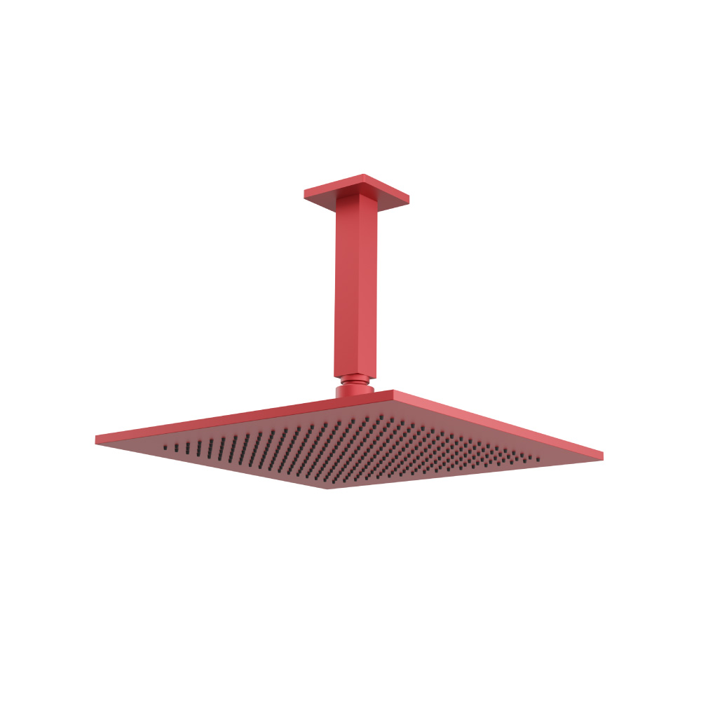 12" Rain Head with 6" Ceiling Mount Arm | Deep Red