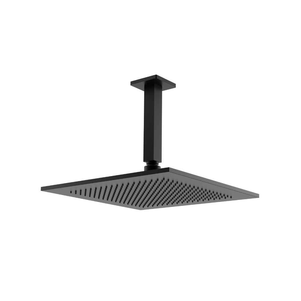 12" Rain Head with 6" Ceiling Mount Arm | Gloss Black