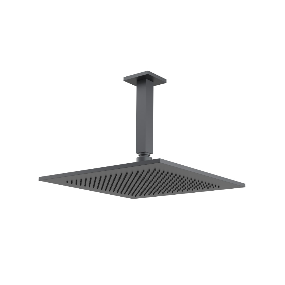 12" Rain Head with 6" Ceiling Mount Arm | Rock Grey